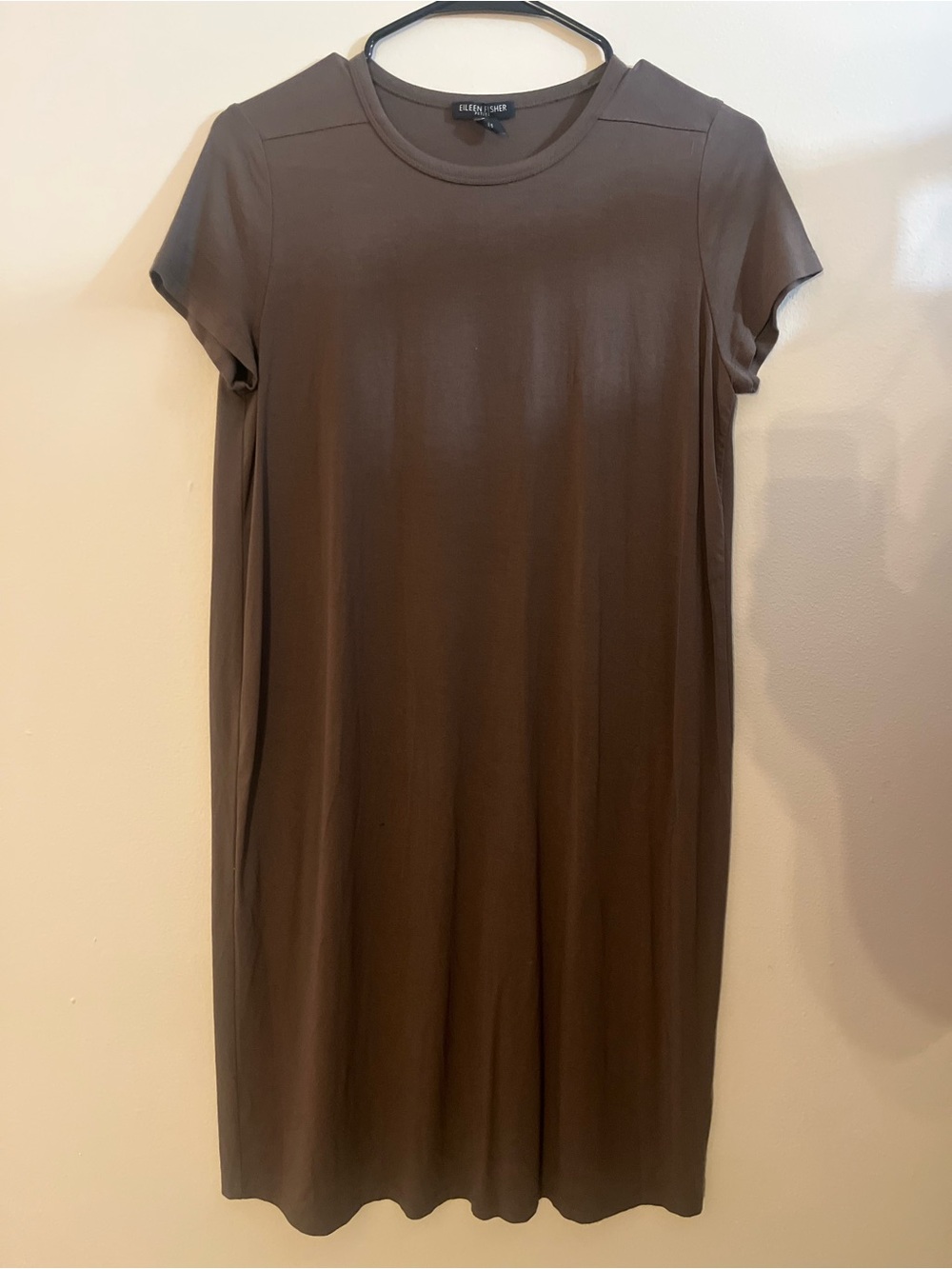 LIKE NEW Eileen Fisher Brown Short Sleeve Tee Shirt Dress Size - SP